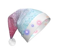 NHGJnk Blu Rosa E Viola Colori Pastello Stampa Adulto Peluche Ha Condotto Il Cappello Di Natale, Illuminato Santa Cap Con Bordo Morbido Per La Celebrazione Di Natale
