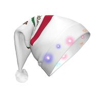 NHGJnk Cappello di Natale della peluche della stampa della bandiera dello stato della California, cappello di Babbo Natale illuminato con bordo morbido per la celebrazione di Natale