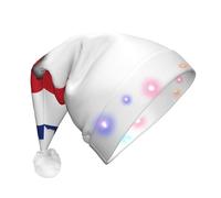 NHGJnk Cappello di Natale della peluche della stampa della mappa della bandiera del Costa Rica, cappello di Babbo Natale illuminato con bordo morbido per la celebrazione di Natale