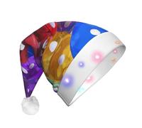 NHGJnk Gioco Dice Set Stampa Adulto Peluche Led Cappello di Natale, Illuminato Santa Cap Con Bordo Morbido Per La Celebrazione Di Natale