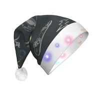 NHGJnk Graffiti Skateboard Stampa Adulto Peluche Led Cappello di Natale, Illuminato Santa Cap Con Bordo Morbido Per La Celebrazione Di Natale