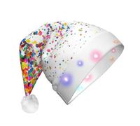 NHGJnk La peluche adulta colorata della stampa artistica dei punti ha condotto il cappello di Natale, cappello illuminato di Babbo Natale con la disposizione molle per la celeb