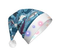 NHGJnk La peluche adulta della stampa del modello della balena ha condotto il cappello di Natale, cappello illuminato di Babbo Natale con la disposizione molle per la cel