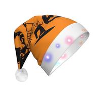 NHGJnk La peluche adulta della stampa di volo della strega di Halloween ha condotto il cappello di Natale, cappello di Babbo Natale illuminato con la disposizione morbida per la cel