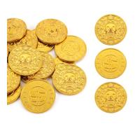 Nhgkju 100 monete d'oro giocattolo, monete d'oro per tombe dei pirati per bambini, monete con simbolo del teschio e dollaro, regalo per feste di compleanno, caccia al tesoro, materiali di riempimento