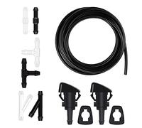 NHHC Kit di ugelli per tergicristalli per parabrezza, tubo flessibile per liquido lavavetri, 6 connettori per tubi, ugello spray per lavacristalli OEM # 5113049AA e guarnizioni, compatibile con Dodge