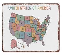 NHKSFBLQ Rustic Vintage Map Metal Sign American Geography Wall Decor for Home Office Man Cave Bar 8 X 12 in
