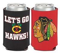 NHL Chicago Blackhawks Logo/Go Hawks 1 confezione da 12 once. Raffreddatore per lattine su 2 lati
