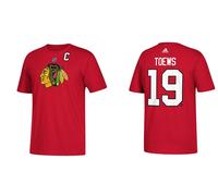 NHL Maglietta Chicago Blackhawks Jonathan Toews 19 Rosso Hockey su Ghiaccio T Té