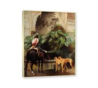 NHLDZYH Cornice Champagne. Riproduzione Stampa su Tela, (Ritorno alla caccia) di Jean Leon Gerome. Immagini Paesaggi Naturali, Immagini Moderni Murale Soggiorno. 30x40cm