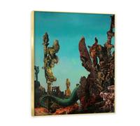 NHLDZYH Cornice dorata. Quadri Riproduzioni Opere Famose, (La notte infinita) di Max Ernst, Famose Stampe d'arte, Quadro Artistico da Parete per Soggiorno. 80x105cm