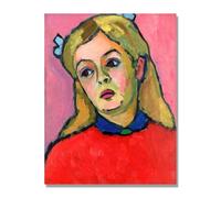 NHLDZYH Famose Stampe D'arte, (Testa di fanciulla) di Gabriele Münter, Famoso Dipinto, Quadri su Tela per la Decorazione Domestica 30x40cm Solo tela
