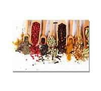 NHLDZYH Quadri Decorativi Spezie e Cucchiaio, Stampa su Tela, Quadri Moderni per Cucina e Soggiorno. B07. 50x75cm Solo Tela