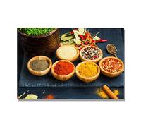 NHLDZYH Quadri Decorativi Spezie e Cucchiaio, Stampa su Tela, Quadri Moderni per Cucina e Soggiorno. B26. 50x75cm Solo Tela