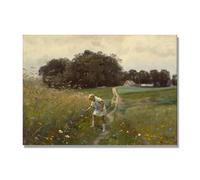 NHLDZYH Riproduzione Stampa su Tela, (Lo struzzo di grano) di Peder Mork Monsted. Immagini Paesaggi Naturali, Immagini Moderni Murale Soggiorno. 70x98cm Solo tela