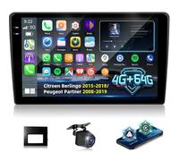 NHOPEEW 4+64G Autoradio per Citroen Berlingo 2015-2018/Peugeot Partner 2008-2019 con Carplay Android Auto - Schermo incell da 9 pollici Supporto WiFi GPS Comandi al volante + Telecamera di retromarcia