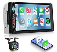 NHOPEEW Autoradio 2 Din da 7 pollici con Carplay wireless e Android Auto - Radio doppio Din con supporto comandi al volante, FM, video online, doppia porta USB, AUX tipo C + telecamera di retromarcia