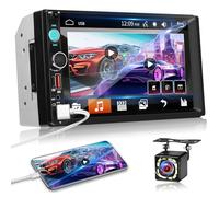 NHOPEEW Autoradio 2 Din da 7 pollici con Mirror Link cablato, Bluetooth FM EQ, comandi al volante, condivisione dello stesso video, pulsanti illuminati a 7 colori, doppia porta USB/Type-C/SD/AUX
