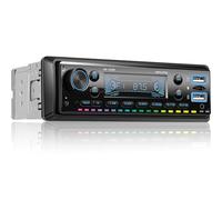 NHOPEEW Autoradio Bluetooth 1 Din con display LED RGB - Autoradio FM 1 Din con doppia porta USB SD Card AUX + telecomando