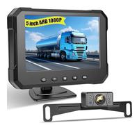 NHOPEEW Kit monitor da 5 pollici con telecamera di backup 1080P - IP69 impermeabile/visione notturna Super IR/linea di retromarcia fai da te/grandangolo - Kit monitor per camion/autobus/rimorchi