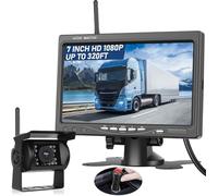 NHOPEEW Kit telecamera di retromarcia senza fili - schermo HD da 7 pollici con telecamera di backup wireless 1080P - visione notturna impermeabile IP68 per camion, rimorchi, autobus, auto, camper ecc