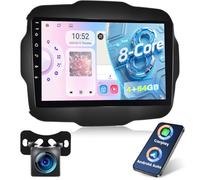NHOPEEW Qualcomm 8 Core 4+64G DAB/DAB+ Autoradio per Jeep Renegade 2016-2020 - Radio da 9 pollici con supporto Carplay e Android Auto Wi-Fi e GPS ventola di raffreddamento DSP+ telecamera posteriore