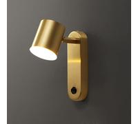 NHPJFDC Applique da Lettura a Parete con 3 Temperature di Colore e Interruttore on/off, Lampada Regolabile a 360°, in Ottone, con Cablaggio Fisso, apparecchio di Illuminazione a LED per Letto T-155