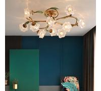 NHPJFDC Lampada a Sospensione Americana, Stile Pastorale Francese, con Fiori, Soggiorno, Sala da Pranzo, Camera da Letto, Modello Villa, Decorazione per la casa, lampadario a LED (BB 10 luci)