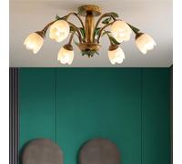 NHPJFDC Lampada a Sospensione Americana, Stile Pastorale Francese, con Fiori, Soggiorno, Sala da Pranzo, Camera da Letto, Modello Villa, Decorazione per la casa, lampadario a LED (8 luci)