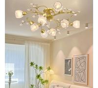 NHPJFDC Lampada a Sospensione Americana, Stile Pastorale Francese, con Fiori, Soggiorno, Sala da Pranzo, Camera da Letto, Modello Villa, Decorazione per la casa, lampadario a LED (E A10 luci)