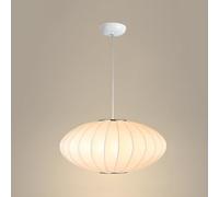 NHPJFDC Lampada a Sospensione Minimalista Beige - Paralume in Seta a Forma di Disco per Interni a 1 Luce, Lampada a Sospensione Moderna da 27,5 Pollici per casa, Sala da Pranzo, Cucina o Soggiorno