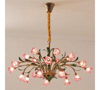 NHPJFDC Lampada a Sospensione Pastorale Americana, Lampada a LED Francese, Creativa, Floreale, per Soggiorno, Sala da Pranzo, Camera da Letto, Modello Villa, Decorazione per la casa (B 21 luci)