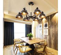 NHPJFDC Lampada da soffitto con Paralume in Metallo, Lampada da Fattoria, lampadario Sputnik di metà secolo, Vintage, Vicino all'illuminazione, 8 luci, Nero, lampadari