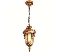 NHPJFDC Lampadario a Sospensione Classico Impermeabile per Esterni, Colore Oro, in Vetro e Alluminio, IP65, Stile retrò, Ideale per Patio, Veranda, Giardino, Ville e Hotel (Oro).