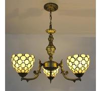 NHPJFDC Lampadario di Lusso Americano a LED retrò Creativo per Soggiorno, Ristorante, Camera da Letto, Villa, Hotel, Bar, Lampada a Sospensione in Vetro colorato (C 3 luci)