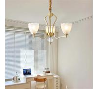 NHPJFDC Lampadario di Lusso Americano in Ottone a LED, Stile retrò, Creativo, per Soggiorno, Ristorante, Camera da Letto, Studio, Villa, Hotel, caffetteria (C 3 luci)