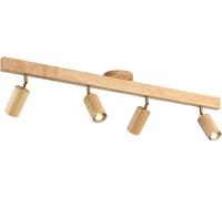 NHPJFDC Moderna Illuminazione a Binario in Legno, faretto da soffitto Regolabile con dimmer a 3 Colori, Teste girevoli a 360° e LED Integrato per Cucina, Soggiorno, corridoio (Legno Grezzo, 4 luci)