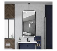 NHPJFDC Specchio bifacciale da soffitto con Luce LED, Girevole a 360 Gradi, Luce dimmerabile in 3 Colori per Bagno, Ingresso, Negozio, Hotel (Nero, 60x90 cm)