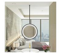 NHPJFDC Specchio da Bagno a soffitto con luci a LED, mobiletto da Parete Girevole a 360°, luminosità Regolabile, Struttura in Metallo e Asta Appendiabiti (Nero, 70 cm)