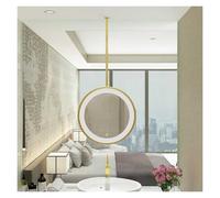 NHPJFDC Specchio da Bagno a soffitto con luci a LED, mobiletto da Parete Girevole a 360°, luminosità Regolabile, Struttura in Metallo e Asta Appendiabiti (Oro, 80 cm)