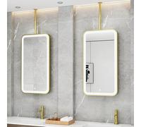 NHPJFDC Specchio da Bagno Moderno con luci a LED, specchi Illuminati con Struttura in Metallo, specchi da toeletta a Parete, Specchio da soffitto per casa colonica, Bagno, Ingresso (50 cm x 60 cm)