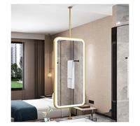 NHPJFDC Specchio Rettangolare a Sospensione con luci LED, 3 Colori dimmerabili e Cornice in Metallo, Ideale per arredare Hotel e Appartamenti (Oro, 60x100 cm)