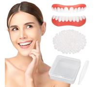 NHPY 1 set Denti Finti Dentiera Provvisoria,Denti Finti Protesi per Faccette,Protesi a Faccette Istantanee Seghettata,Superiore Inferiore Protesi a Sorriso Falso Denti,con scatola di immagazzinamento