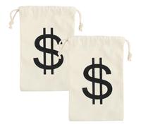 NHPY 2 Pezzi Borsa Porta Soldi in Dollari,Accessorio per Adulti e Bambini per Carnevale Costume,Sacco di Juta,Sacchetti Regalo,Adatto per Bandito,Rapinatore,Ladro,Scassinatore,Rapinatore di Banche