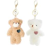 NHPY 2 Pezzi Portachiavi Borsa, Portachiavi Orsetto, Charms Per Borse, Orso Plush Keychain Toy For Kids Con Ciondolo A Forma Di Cuore Rosa Da 13 Cm, Regalo Per Zaino E Borsa (2 Colori)