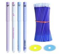NHQ 4 Pezzi Penna Gel Cancellabile a Forma di Unicorno+50 Ricariche+2 Eraser for Erasing,Penne Cancellabili,Penna Cancellabile Nero,0,5MM,Cute Cartoon per Studenti,Scuola,Ufficio