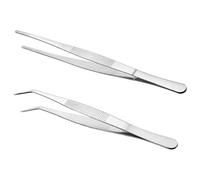 NHQ Pinzette Curve,2 Pezzi Pinzette di Precisione,20 CM,Acciaio Inox Pinze,Antiscivolo,Lunghe Pinzette Dritte,per Animali Acquatici,Coralli, Artigianato,Riparazioni di Germogli di Piante