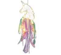 NHQZ 1 Pezzi Led Acchiappasogni, Unicorno Acchiappasogni Bambina, Fiore Fatto A Mano Piume Acchiappasogni Decorazione Per La Casa Per A Parete Ornamento Craft Regalo