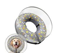 NHQZ 1 Pezzo Collare Gonfiabile Cane, Non Pregiudica La Vista e Il Mangiare, Comodo da Indossare, Collare Elisabetta Cane, Regolabile, Rimovibile e Facile da Pulire,Grigio (L)