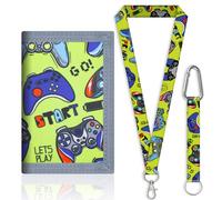 NHQZ 1 Pz Portafogli Per Bambini, Portafoglio A Tre Ante Da Bambini, Ragazzo Portafogli Per Bambini, Portafoglio ragazzo, Portafoglio Bambino Motivi, Con 2 Cordini (Tema Console Di Gioco)